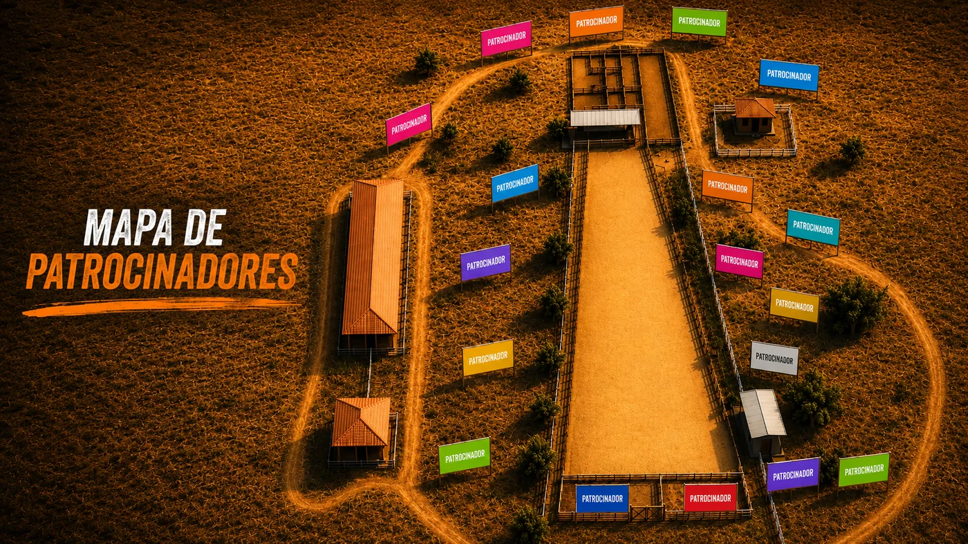 Mapa com os pontos de exposição dos patrocinadores distribuídos pela área do evento